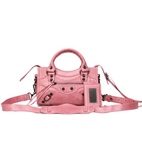 Balenciaga Classic Mini City Tote in Pink Imported Leather Small Nails