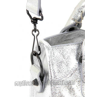 Balenciaga Classic Mini City Tote in Silver Imported Leather Small Nails-6