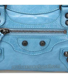 Balenciaga Classic Mini City Tote in Sky Blue Imported Leather Small Nails-5
