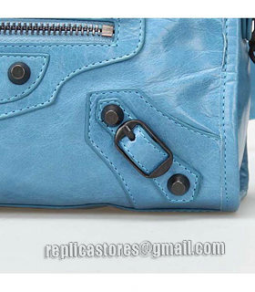 Balenciaga Classic Mini City Tote in Sky Blue Imported Leather Small Nails-6