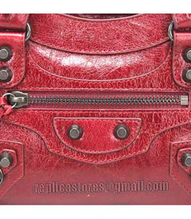 Balenciaga Classic Mini City Tote in Wine Red Imported Leather Small Nails-5