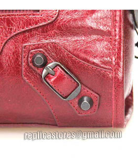 Balenciaga Classic Mini City Tote in Wine Red Imported Leather Small Nails-6