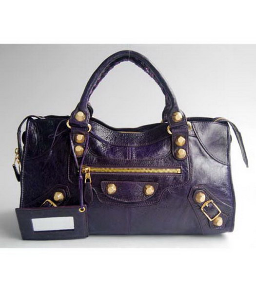 Balenciaga Classic Purple Leather Large Handbag