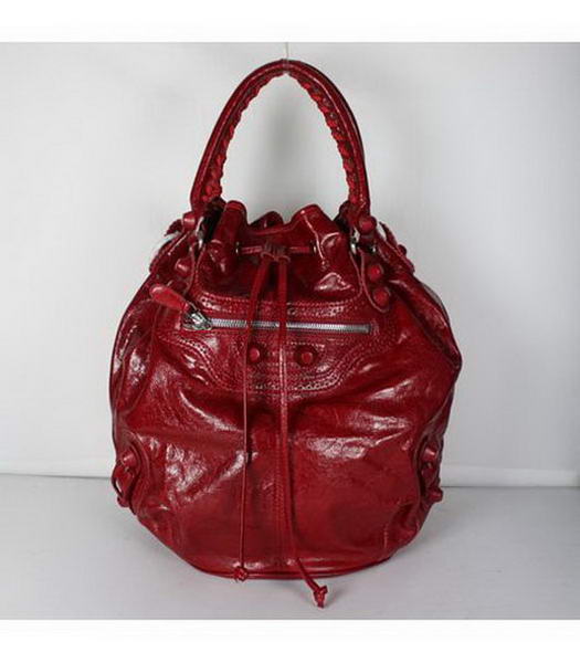Balenciaga Covered Giant Pompon Tote Bag Jujube Red