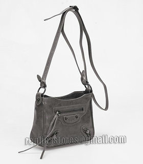 Balenciaga Dark Grey Imported Leather Mini Tote Shoulder Bag With Small Nail-1