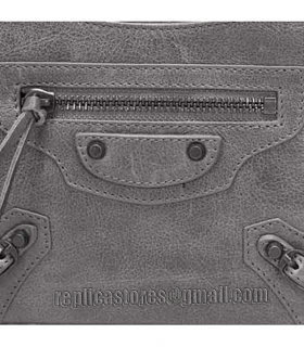 Balenciaga Dark Grey Imported Leather Mini Tote Shoulder Bag With Small Nail-5