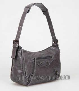 Balenciaga Dark Grey Imported Leather Small Tote Shoulder Bag With Small Nail-1