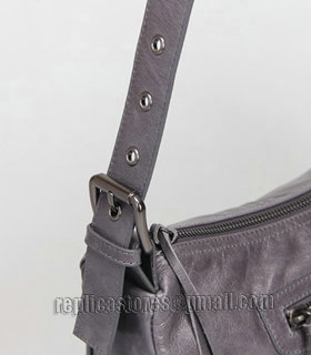 Balenciaga Dark Grey Imported Leather Small Tote Shoulder Bag With Small Nail-6