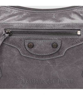 Balenciaga Dark Grey Imported Leather Small Tote Shoulder Bag With Small Nail-7