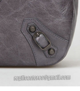 Balenciaga Dark Grey Imported Leather Small Tote Shoulder Bag With Small Nail-8
