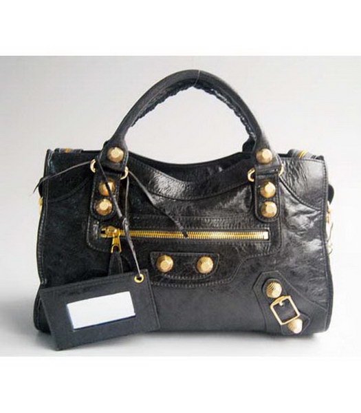 Balenciaga Dark Grey Lambskin Leather Handbag