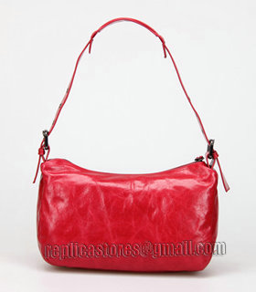 Balenciaga Dark Red Imported Leather Small Tote Shoulder Bag With Small Nail-3
