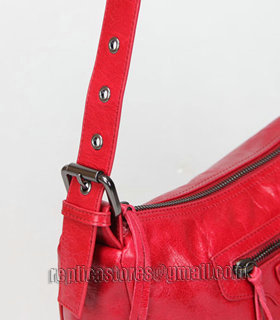 Balenciaga Dark Red Imported Leather Small Tote Shoulder Bag With Small Nail-5