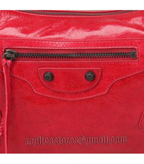 Balenciaga Dark Red Imported Leather Small Tote Shoulder Bag With Small Nail-6