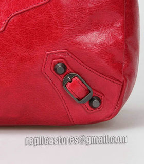Balenciaga Dark Red Imported Leather Small Tote Shoulder Bag With Small Nail-7