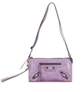 Balenciaga Eggplant Purple Leather Small Shoulder Evening Bag With Small Nails