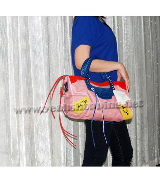 Balenciaga Giant City Bag Pink with Red/Blue/Yellow-7