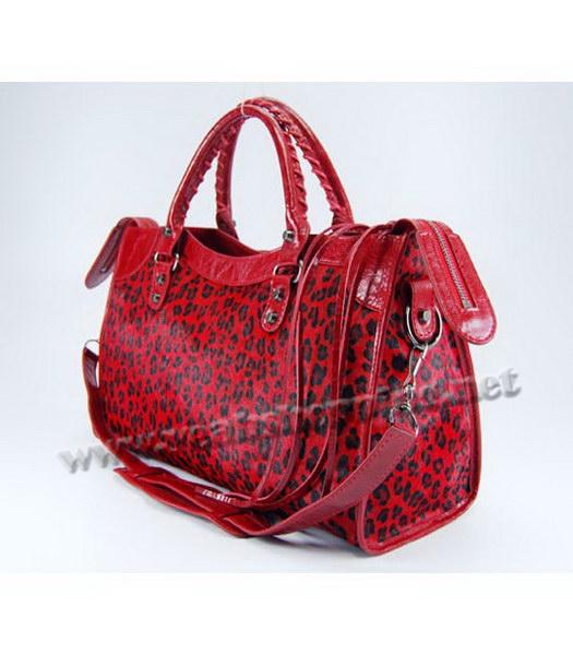 Balenciaga Giant City Bag Red Leopard Print-2