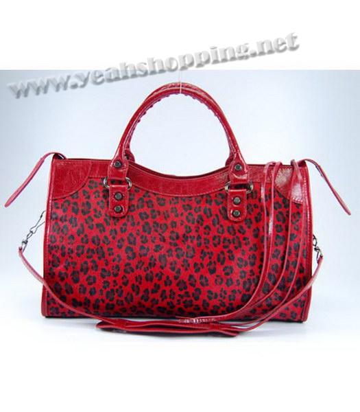 Balenciaga Giant City Bag Red Leopard Print-3