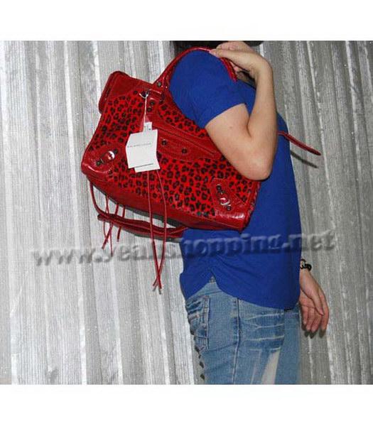 Balenciaga Giant City Bag Red Leopard Print-7