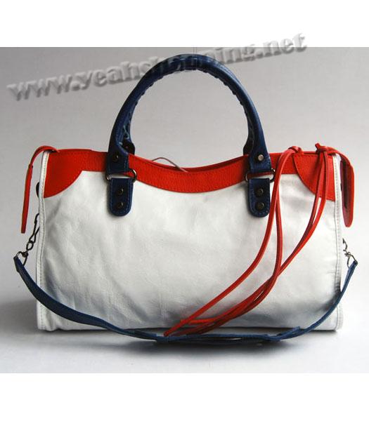 Balenciaga Giant City Bag White with Red/Blue/Yellow-3