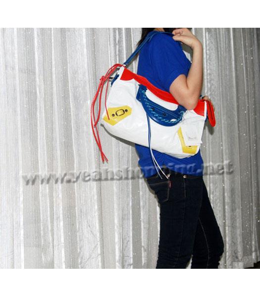 Balenciaga Giant City Bag White with Red/Blue/Yellow-8