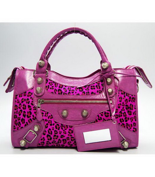 Balenciaga Giant City Handbag in Fuchsia Leopard Print