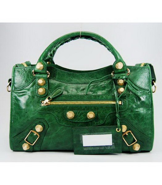 Balenciaga Giant City Handbag in Green Lambskin