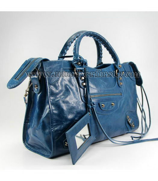 Balenciaga Giant City Handbag in Middle Blue Oil Leather-1