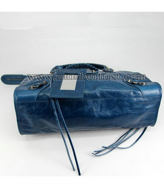 Balenciaga Giant City Handbag in Middle Blue Oil Leather-3