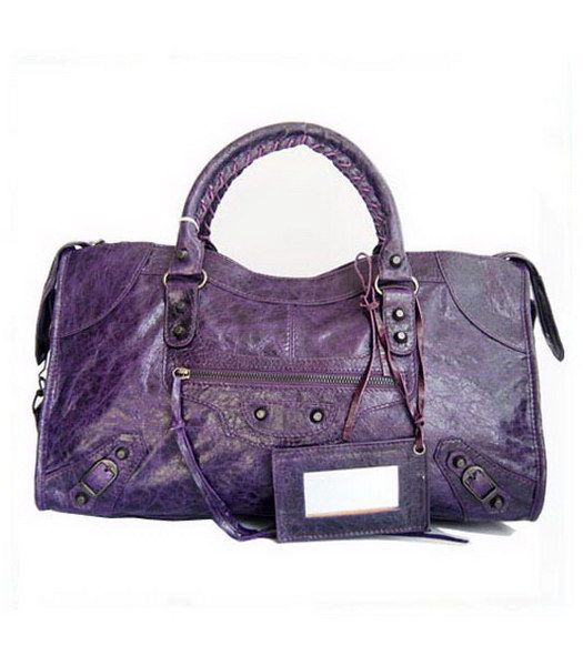 Balenciaga Giant City Handbag Purple Lambskin