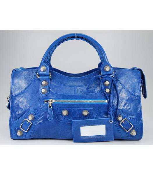 Balenciaga Giant City Lambskin Large Handbag in Blue
