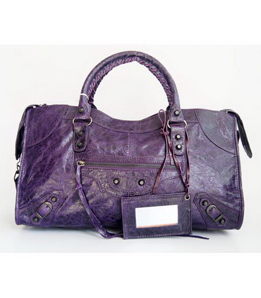 Balenciaga Giant City Large Handbag in Purple Lambskin