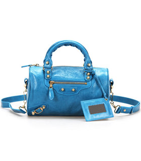 Balenciaga Giant Mini Twiggy Bag With Dark Sky Blue Imported Leather