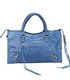 Balenciaga Handbag Dark Sea Blue Imported Oil Leather With Golden Nails