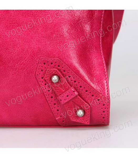 Balenciaga Handbag Pink Imported Oil Leather Pearl Silver Nails-3