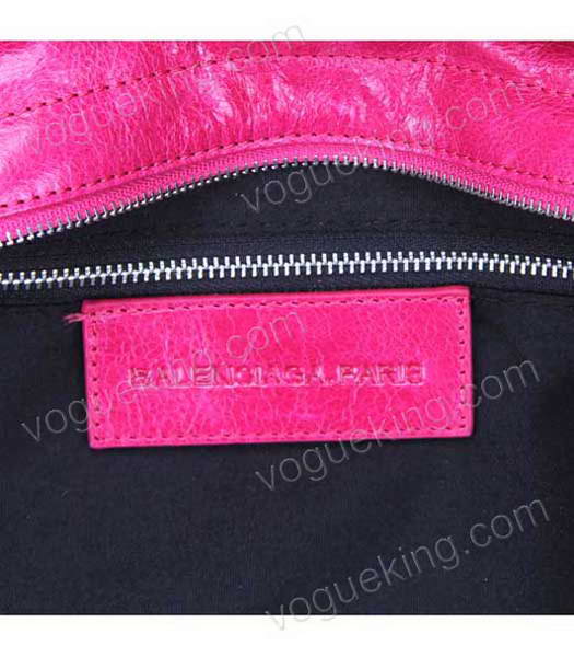 Balenciaga Handbag Pink Imported Oil Leather Pearl Silver Nails-5