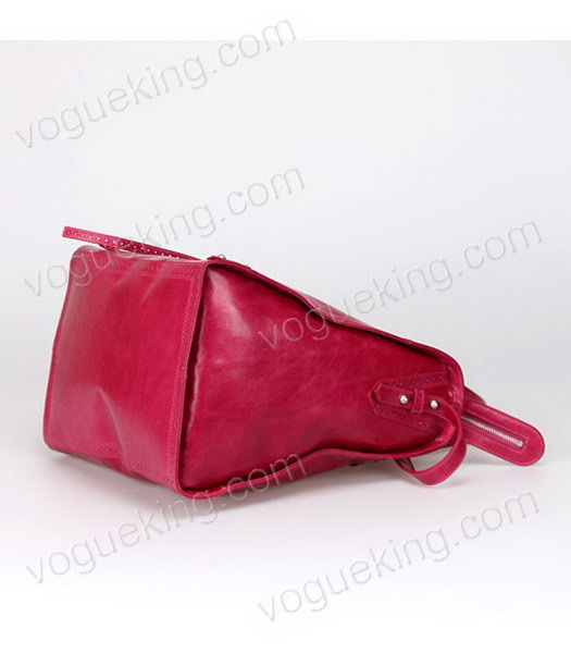 Balenciaga Hyacinth Import Red Oil Leather Bag Pearl Silver Nails-6