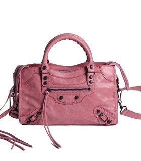 Balenciaga Imported Leather Motorcycle Bag in Pink