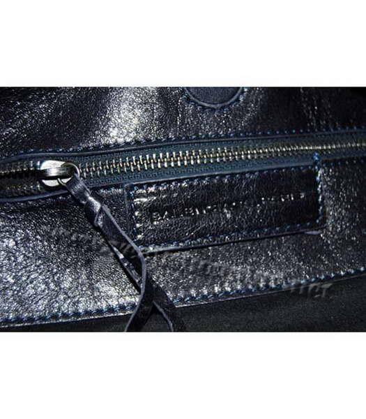 Balenciaga Lambskin Grid Medium Tote Bag Army Blue-6