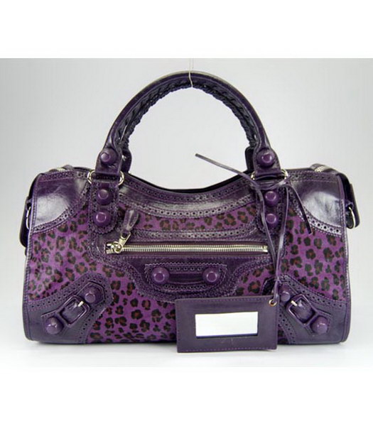 Balenciaga Large Covered Giant Part Time Bag Purple Leopard Print