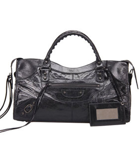 Balenciaga Large Part-Time Bag in Black Original Leather With Small Nails