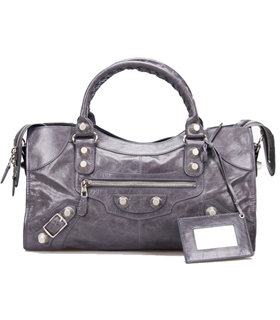 Balenciaga Large Part-Time Bag in Dark Grey Original Leather With White Nails