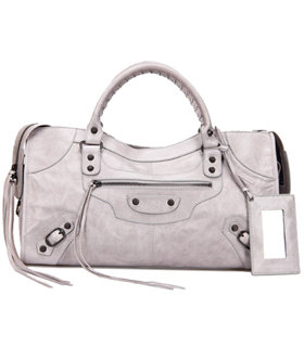 Balenciaga Large Part-Time Bag in Light Grey Original Leather With Small Nails