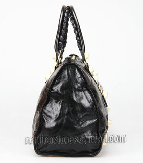 Balenciaga Le Dix Motorcycle Work Bag With Black Leather Golden Nails-2