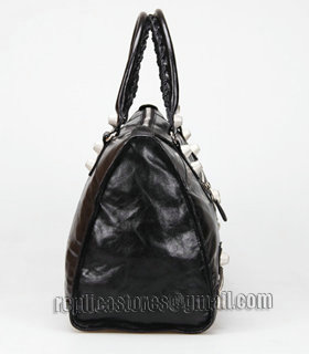 Balenciaga Le Dix Motorcycle Work Bag With Black Leather White Nails-2