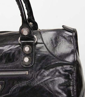 Balenciaga Le Dix Motorcycle Work Bag With Black Leather White Nails-5