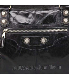 Balenciaga Le Dix Motorcycle Work Bag With Black Leather White Nails-7