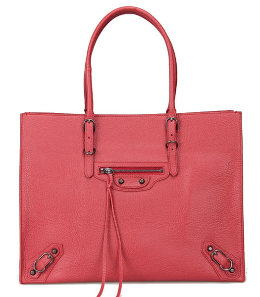 Balenciaga Ligne Papier A4 Tote With Red Litchi Pattern Leather Copper Nails