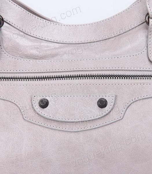 Balenciaga Medium Handbag in Light Grey Oil Leather Copper Nails-3